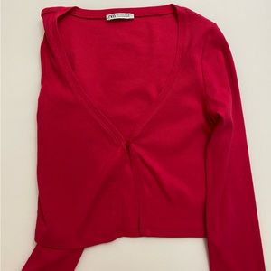Ribbed fuchsia cardigan